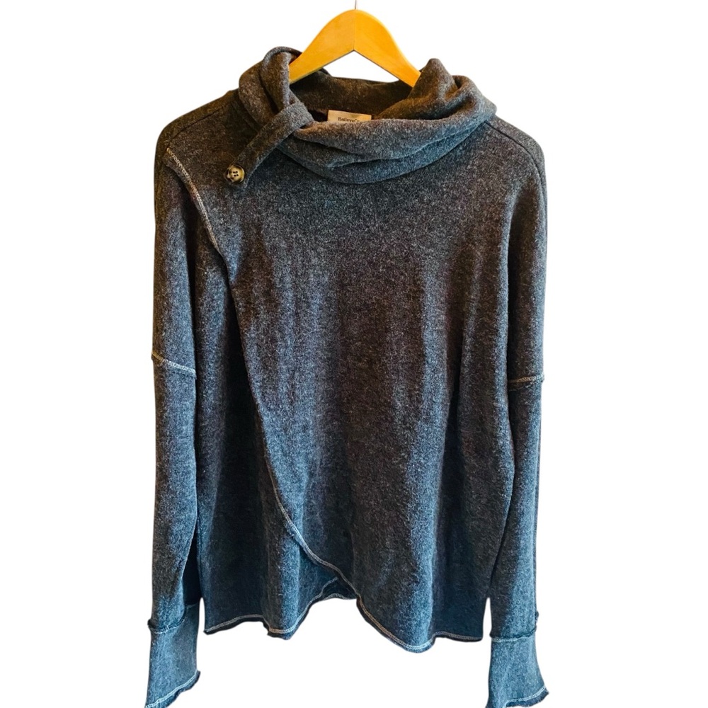 ⭐️ Hailey & Co. Cozy Grey Asymmetrical Wrap Turtleneck Sweater